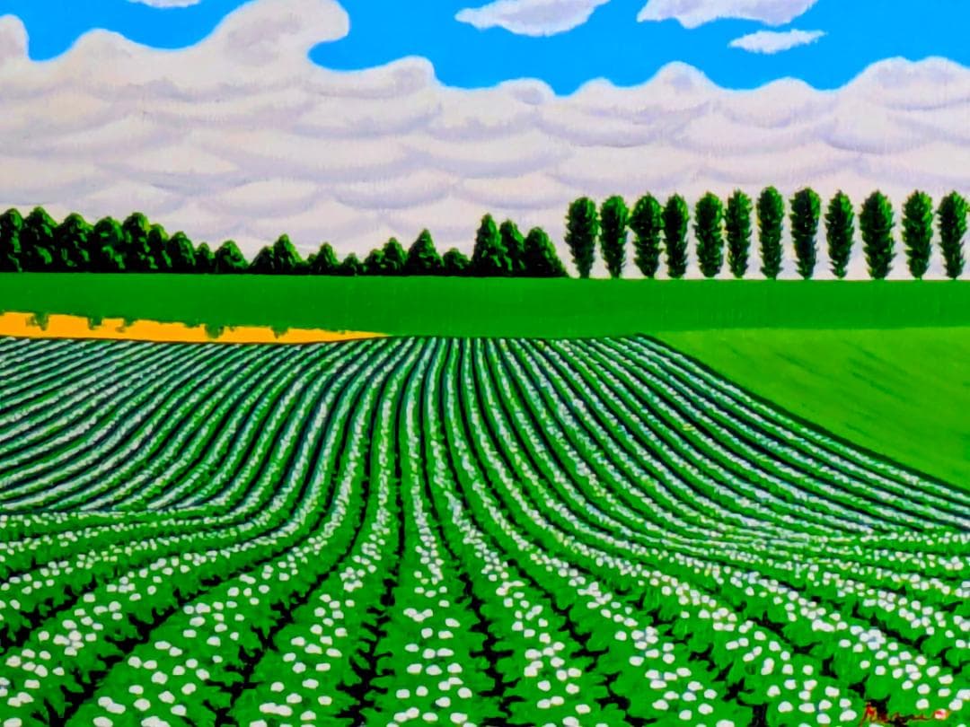 ★美瑛・うねるいも畑・肉筆油彩画・F6キャンバス