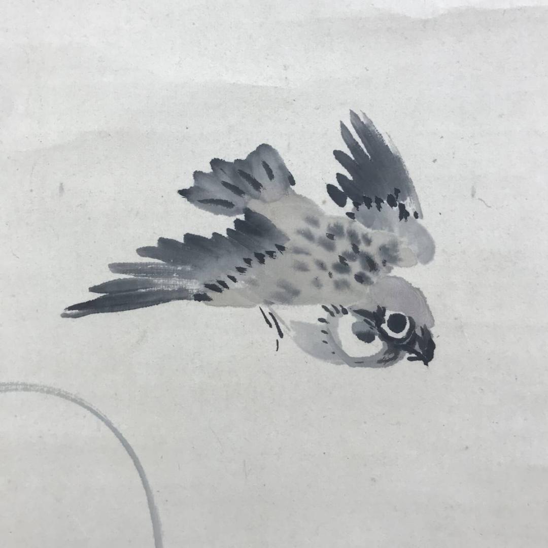 真作/吉見寛/蘆月/菊雀図/小鳥図/花鳥図/掛軸/名家伝来/AE-82