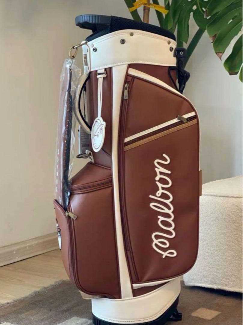マルボンゴルフMalbon golfキャディバッグ ゴルフバッグ 男女兼用 茶色