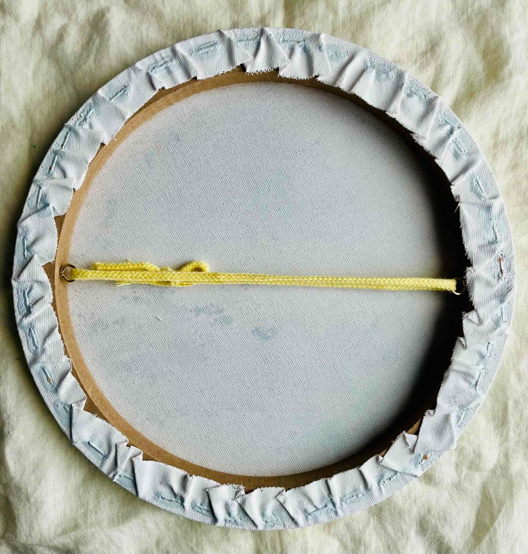 直径25㎝「朝の空　2025-2」油彩・絵画・原画・丸形・アートパネル