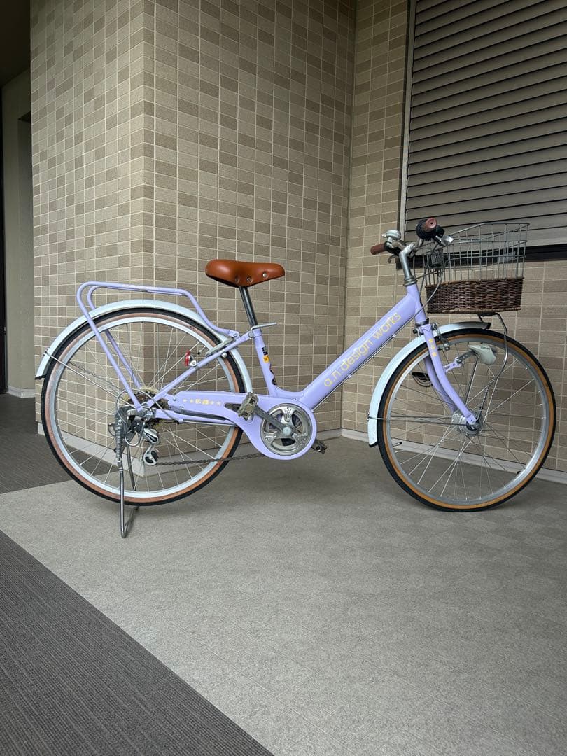 美品　子供用自転車 ラベンダー 24インチ カゴ付き