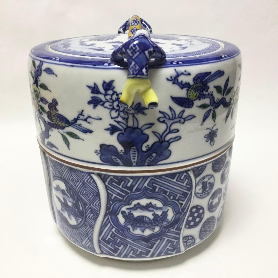 水指 色絵 花島 二閑人 幸風作 茶道具 古物品