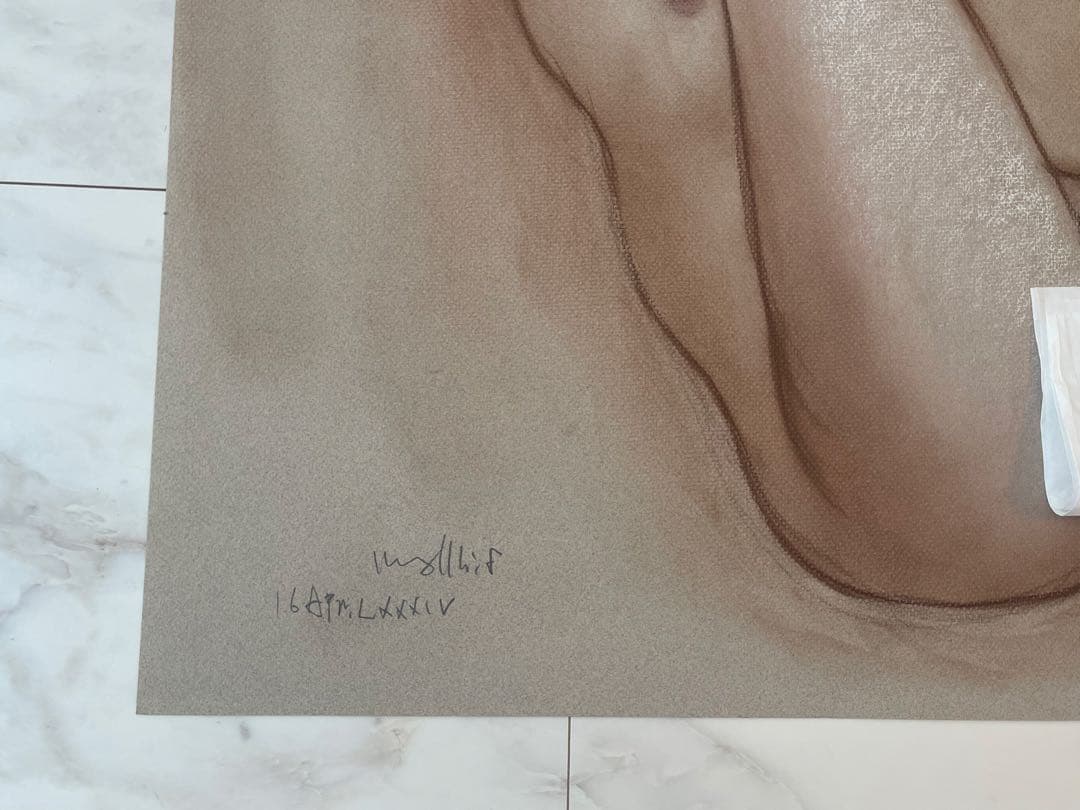 【真作】古沢岩美　大作　裸婦 パステル画