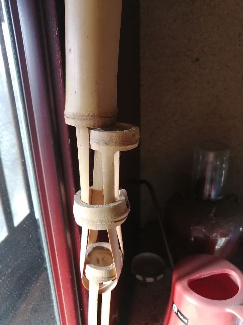 古民具　伝統的な竹製道具 約0.9ｍ 竹筒　竹製花器