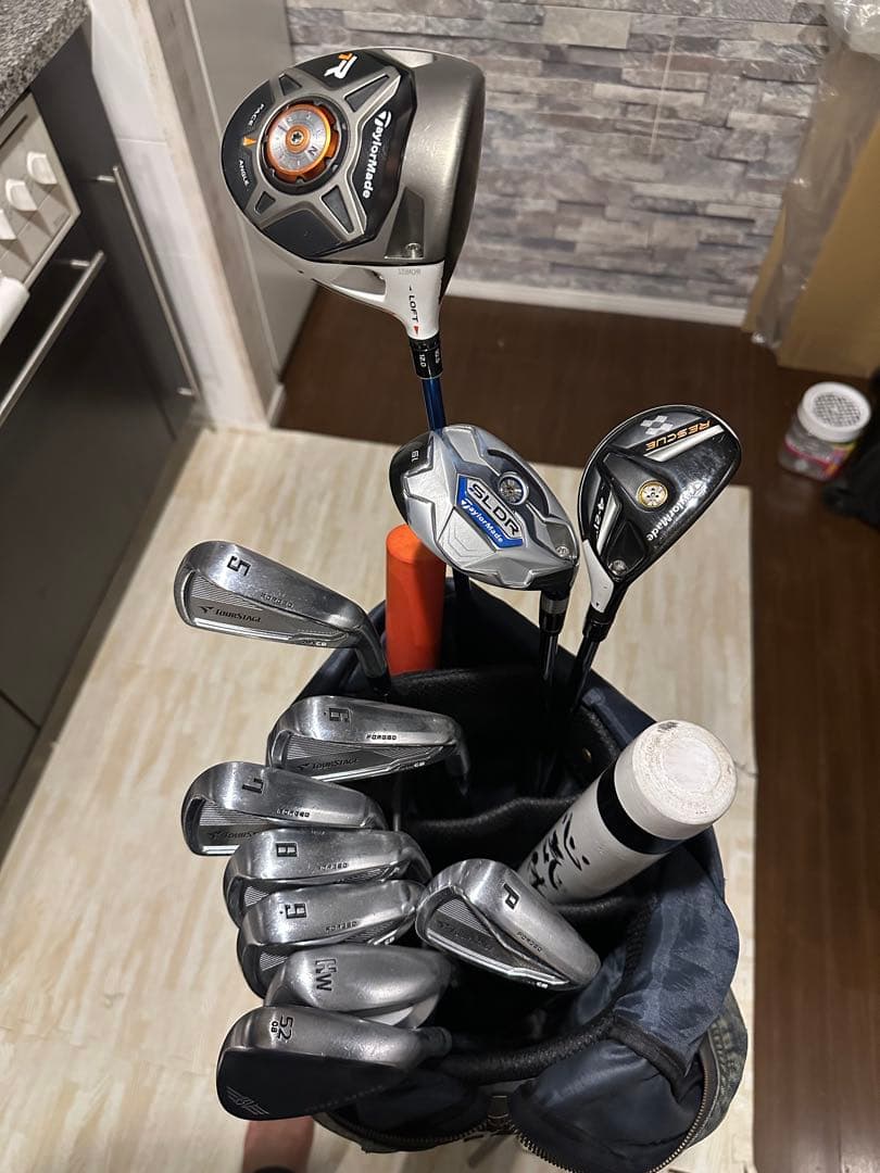 デニム風 ゴルフバッグ　キャリーバック　クラブフルセット付