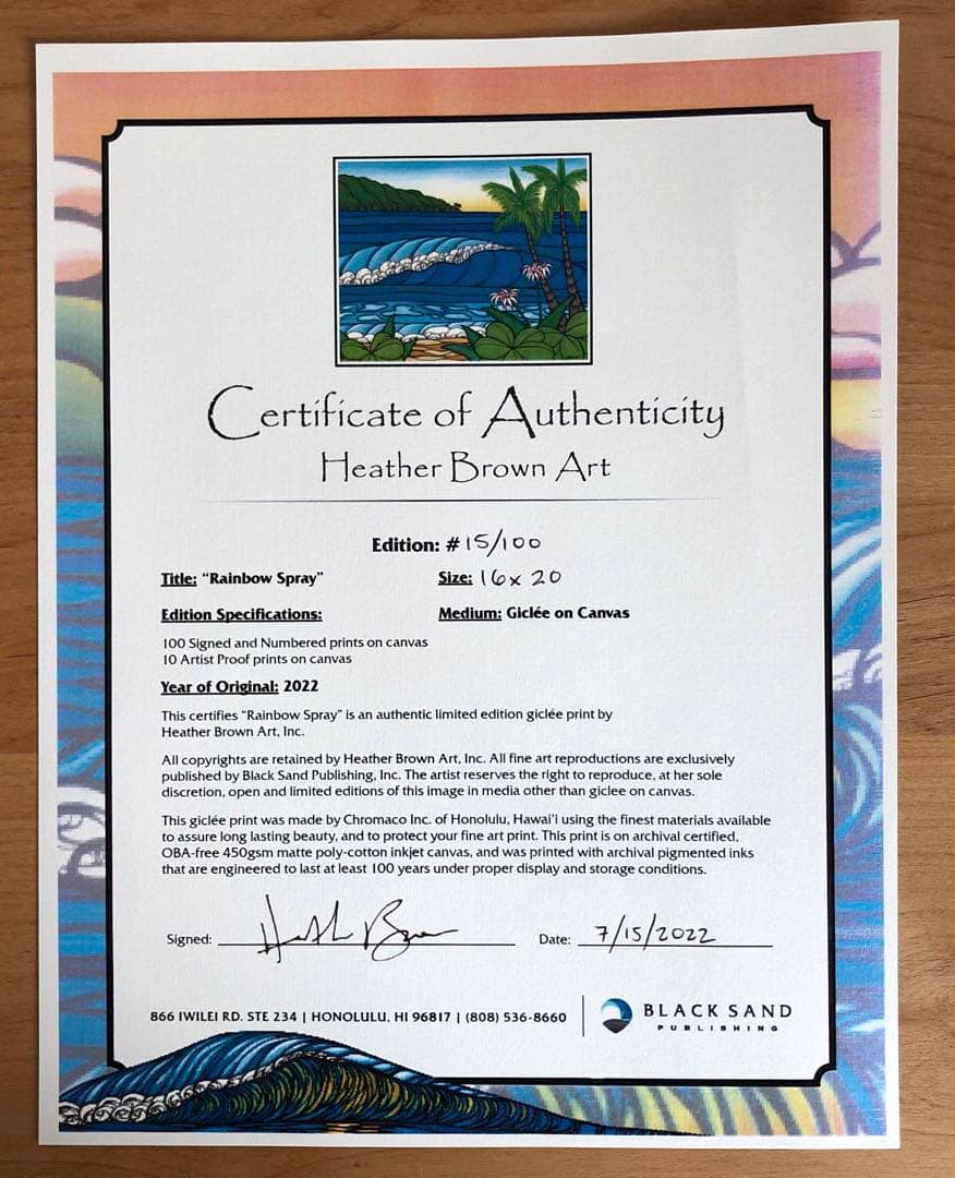 ヘザーブラウン　Heather Brown RAINBOW SPRAY ジクレー