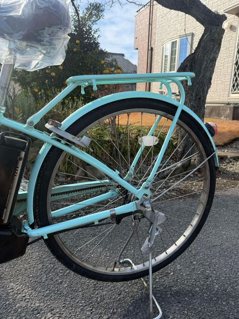 水色 シティサイクル 26インチ 前面バスケット付き