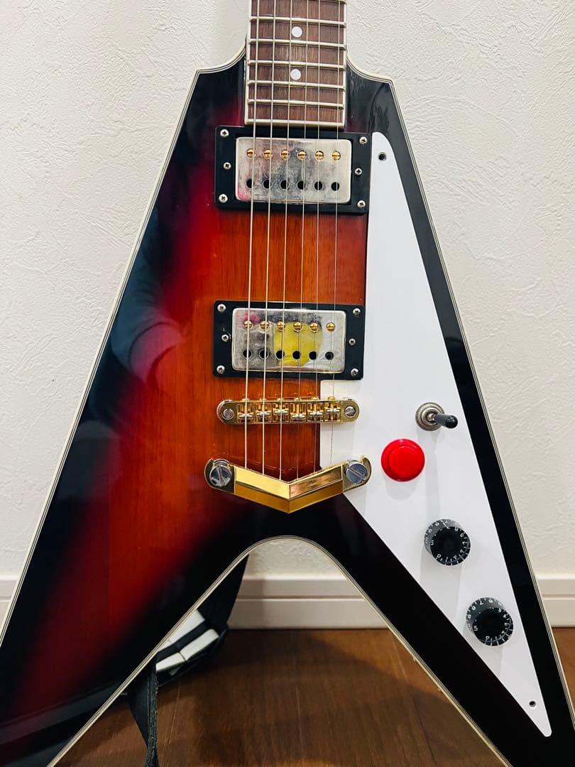 フライングV セットネック キルスイッチ ロックペグ ストラップ付き