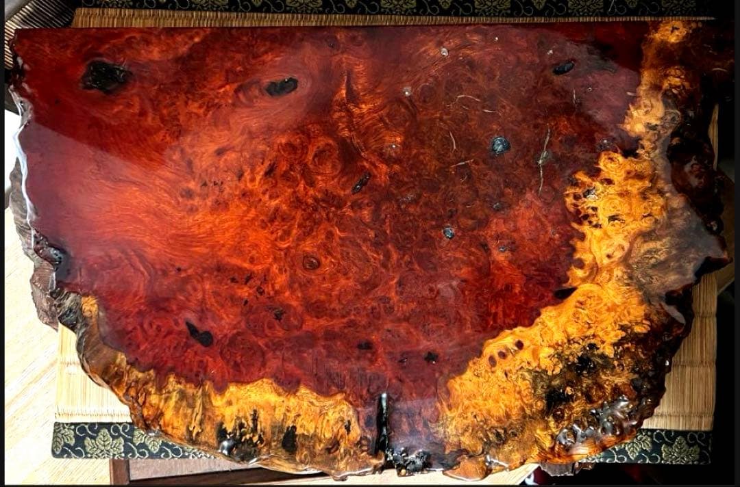 天然時代木 花梨 玉杢 瘤 花台 香台 盆栽台 敷板 約54㎝