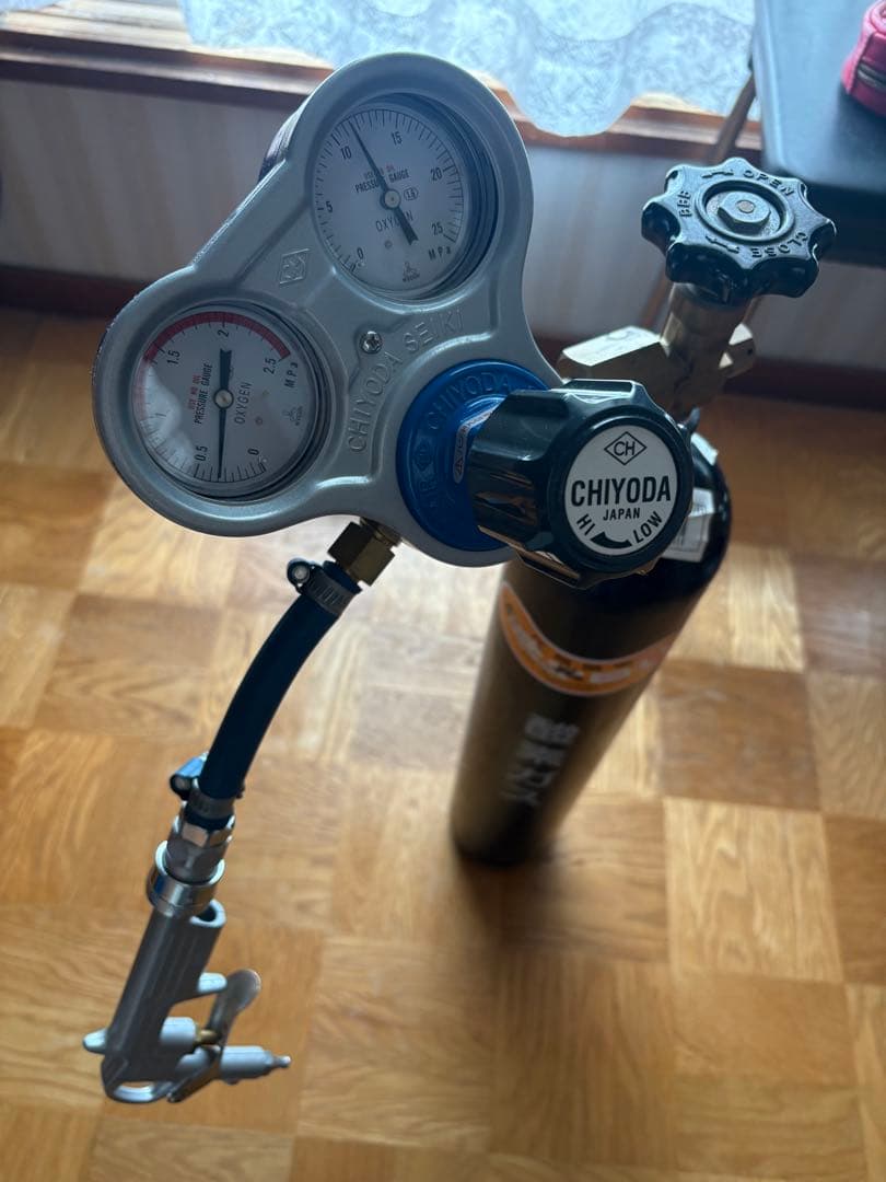 千代田精機製 酸素調整器 関東式 送料無料！ホース&ガン付き三点セット