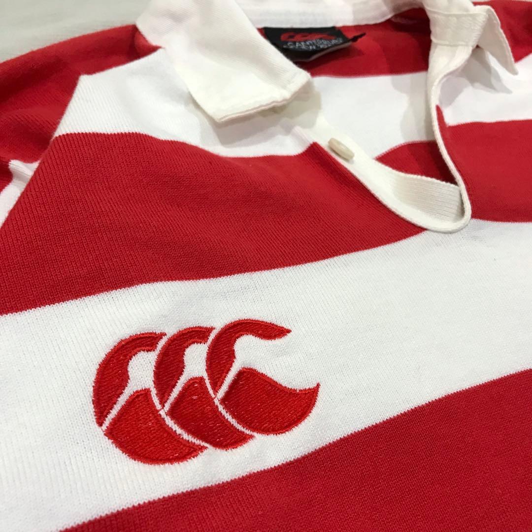 ラグビー 赤白ボーダーシャツ ラグビージャージ 長袖 刺繍ロゴ 桜 日本代表