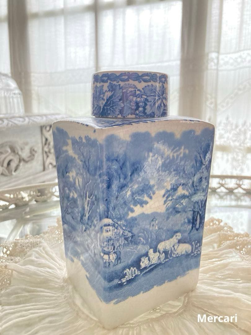 【希少】アンティークBOOTHSブース 陶器　ティーキャディー