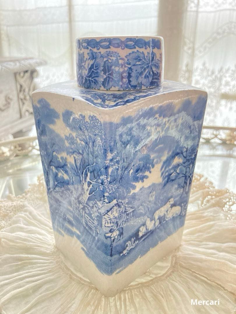 【希少】アンティークBOOTHSブース 陶器　ティーキャディー