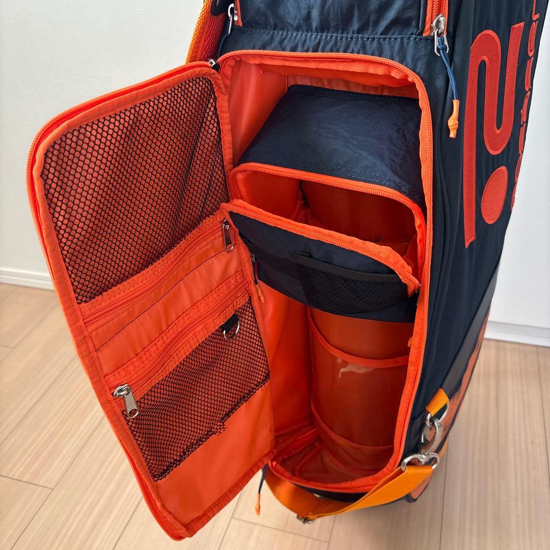 キャディバッグ 黒・オレンジ ロゴ入り