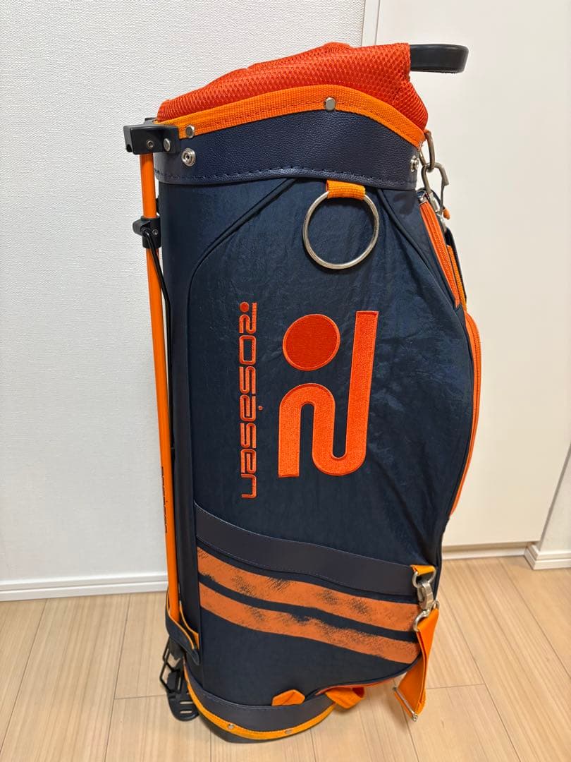 キャディバッグ 黒・オレンジ ロゴ入り