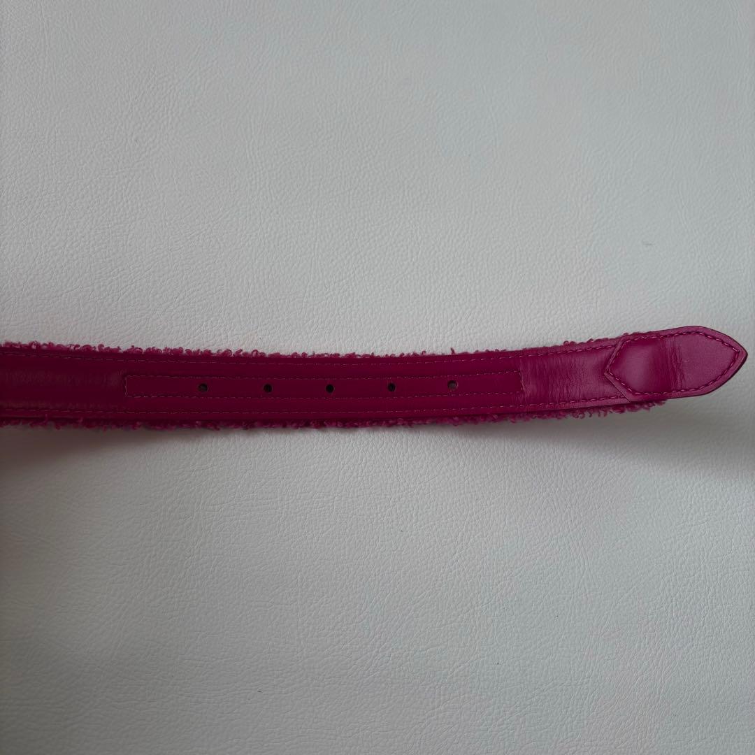 【新品】パーリーゲイツ　レディースゴルフベルト　ピンク　ボアベルト　刺繍ロゴ