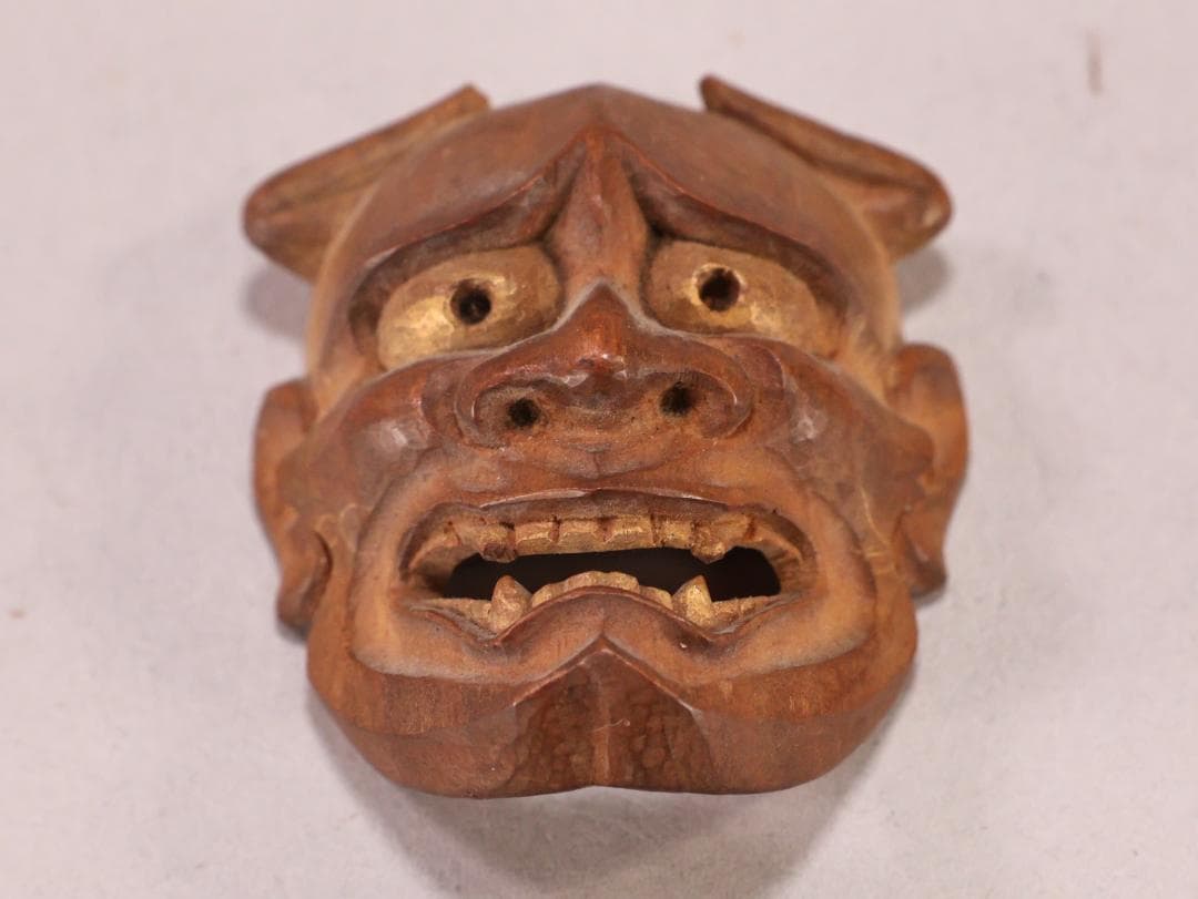 BK221　珍品　宝生 面工　鈴木慶雲 刀　金彩　根付　置物　飾り物