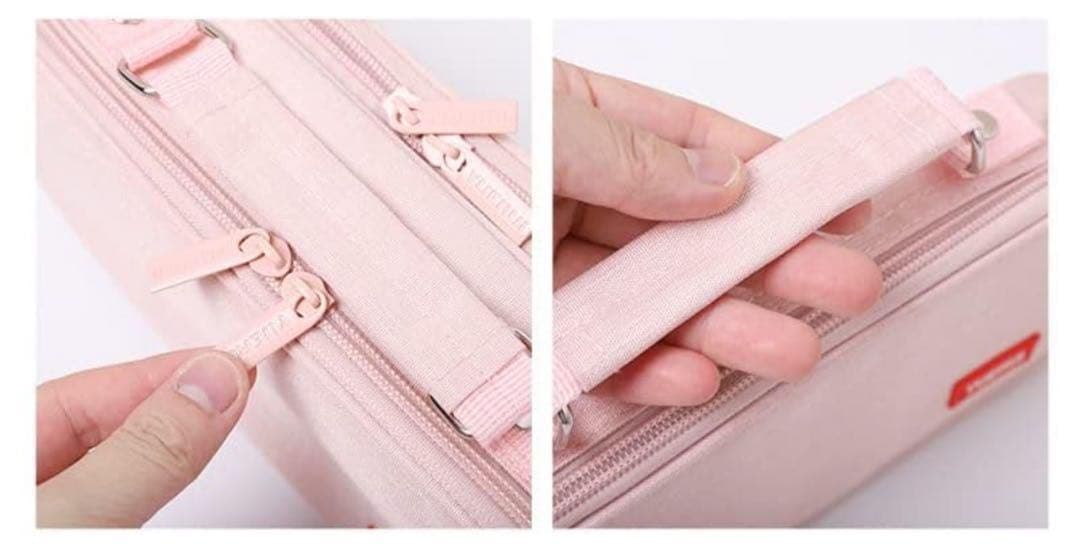 【グレー】ペンケース 文具バッグ 化粧ポーチ 収納ケース 多機能ケース 筆箱