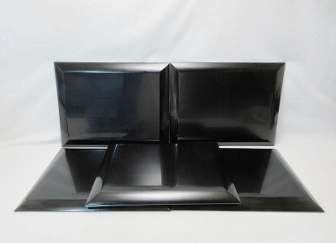 懐石道具 輪島塗 木製黒真塗 卓上膳 5客揃 絵変わり 平膳 おしゃれ 共箱