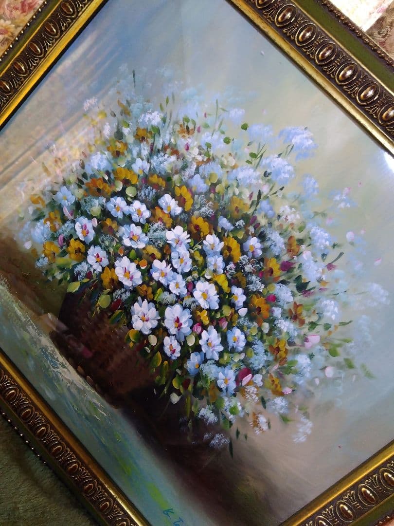 K. Tanaka マーガレット 花束 油彩画