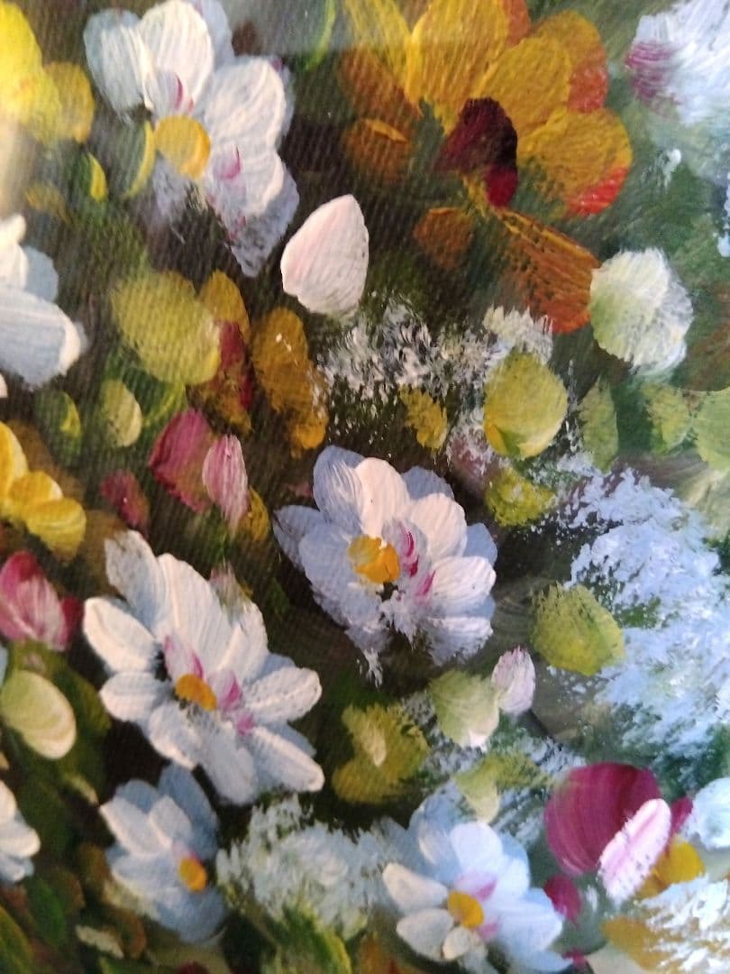 K. Tanaka マーガレット 花束 油彩画