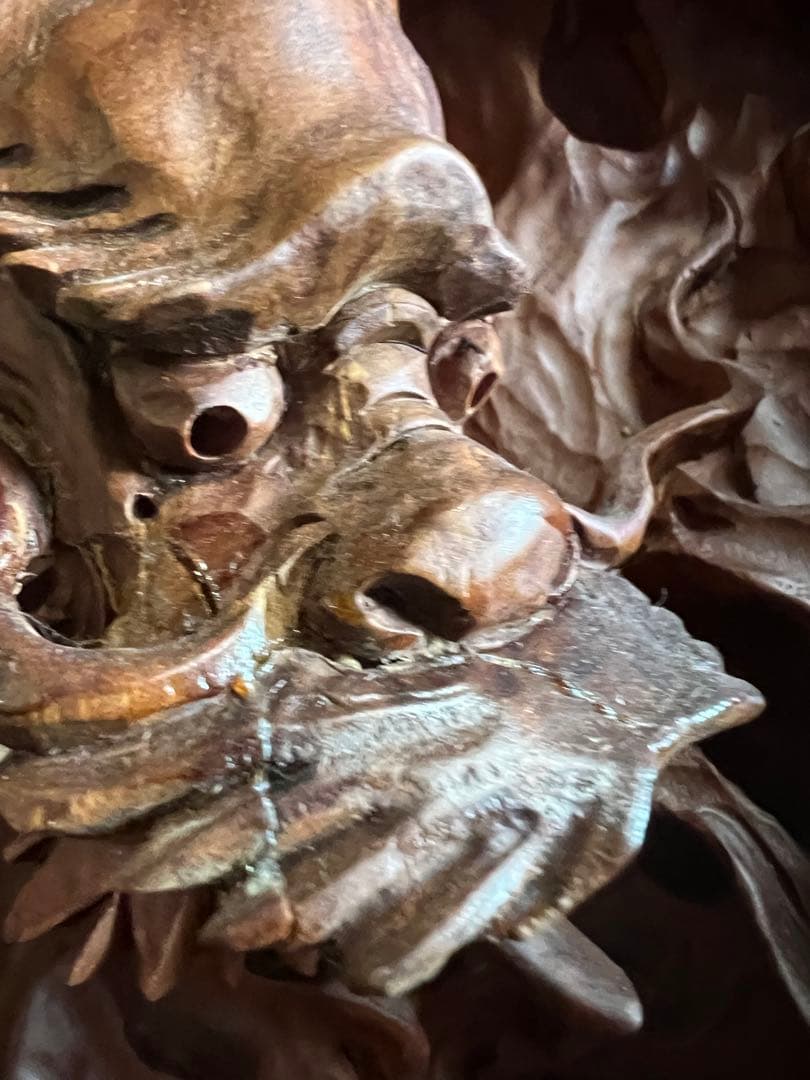 天然木 一刀彫 昇龍興龍