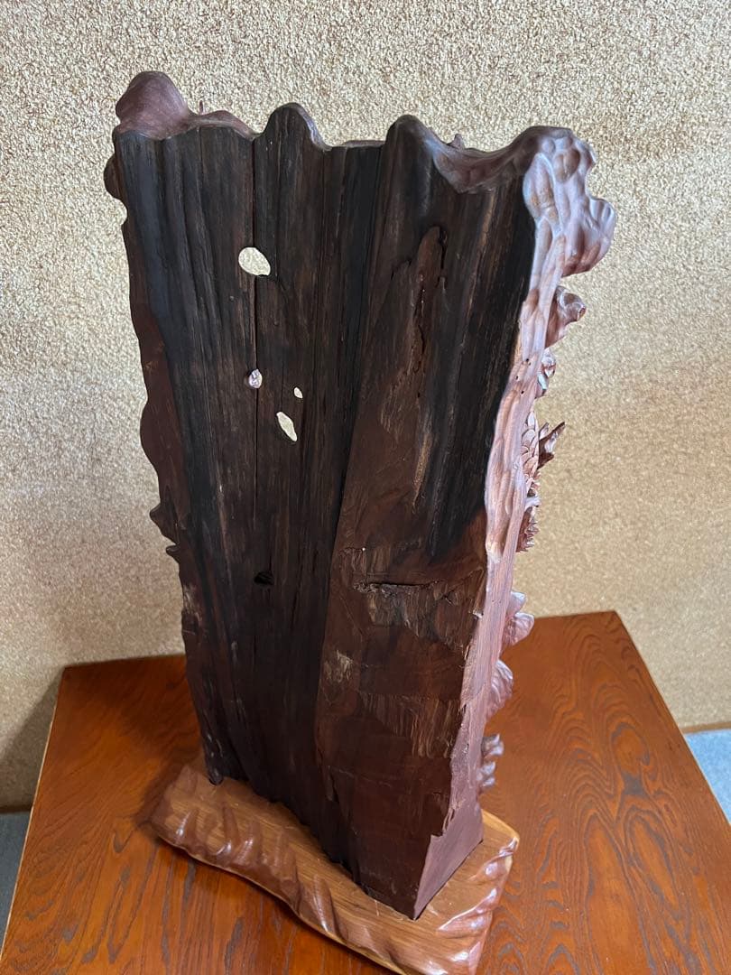 天然木 一刀彫 昇龍興龍