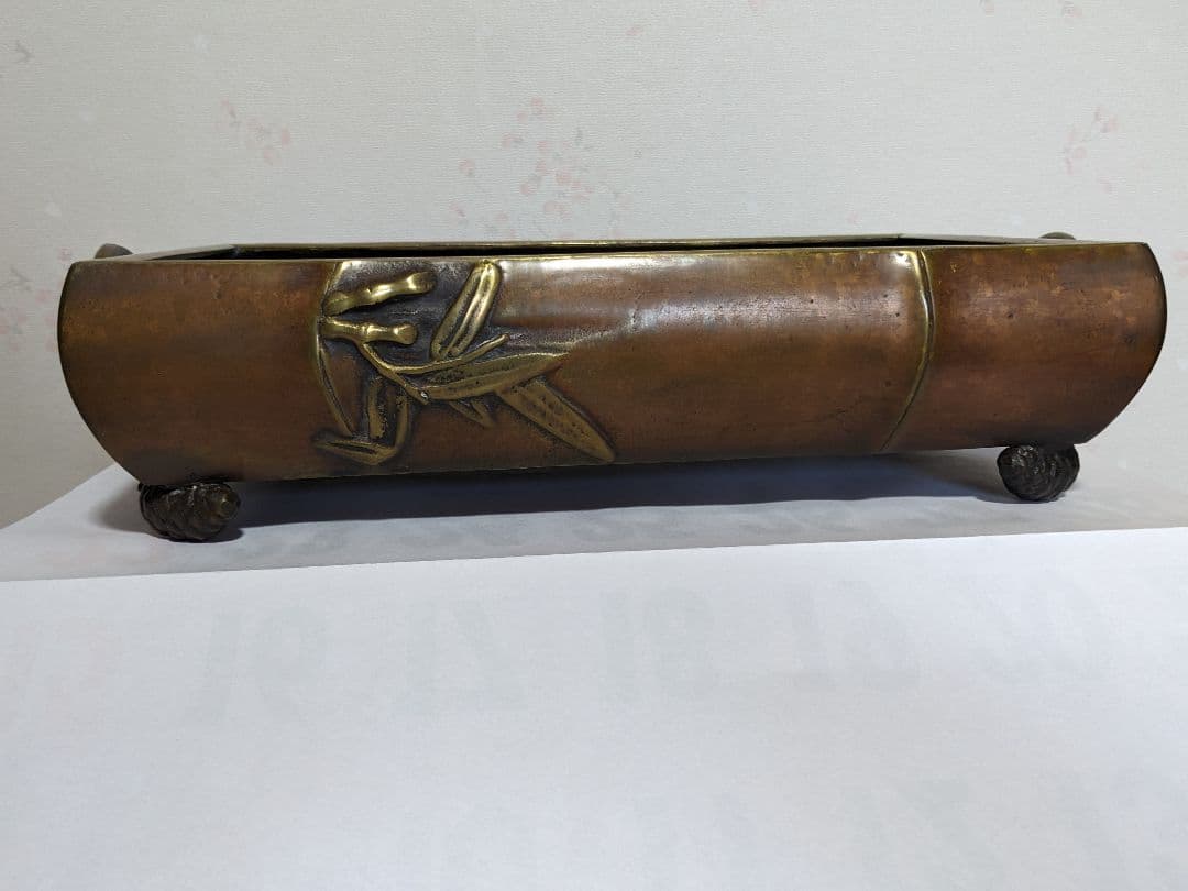 ♦中国古玩 大明宣徳 松笠 四つ足 水盤 宣徳銅 コレクション骨董品アンティーク