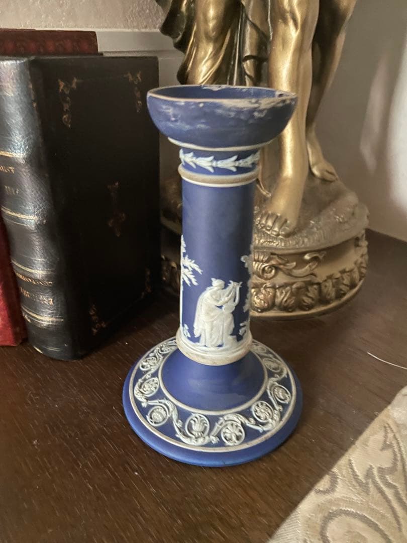 アンティークウエッジウッドジャスパーウェアキャンドルスタンド