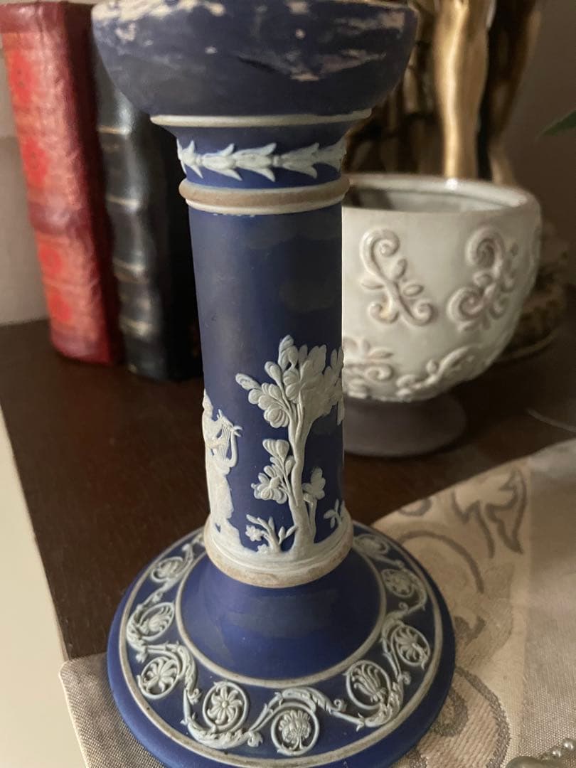 アンティークウエッジウッドジャスパーウェアキャンドルスタンド