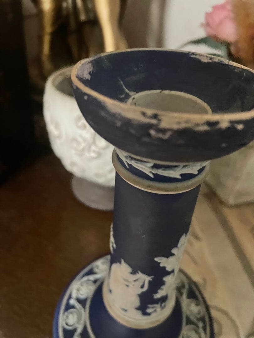 アンティークウエッジウッドジャスパーウェアキャンドルスタンド