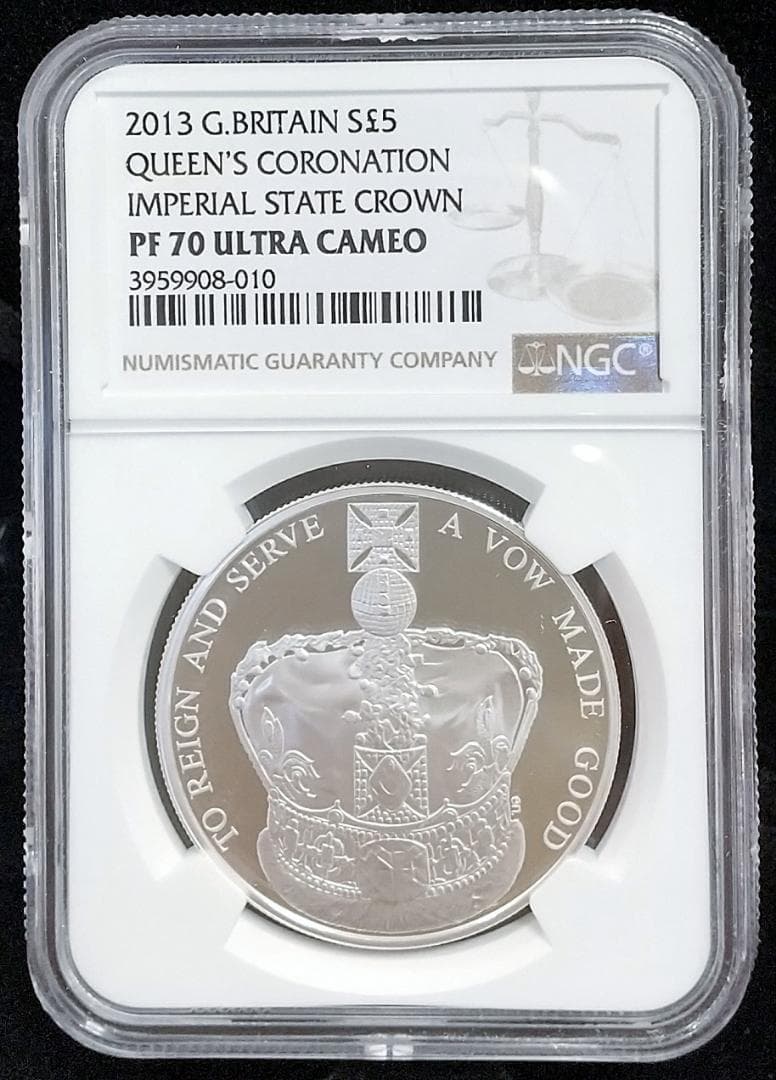 僅か7枚のPF70 2013年 イギリス クラウンジュエル 5ポンド銀貨 王冠