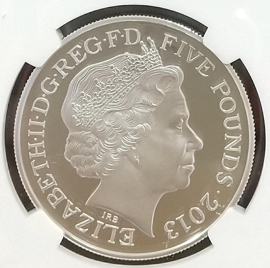 僅か7枚のPF70 2013年 イギリス クラウンジュエル 5ポンド銀貨 王冠