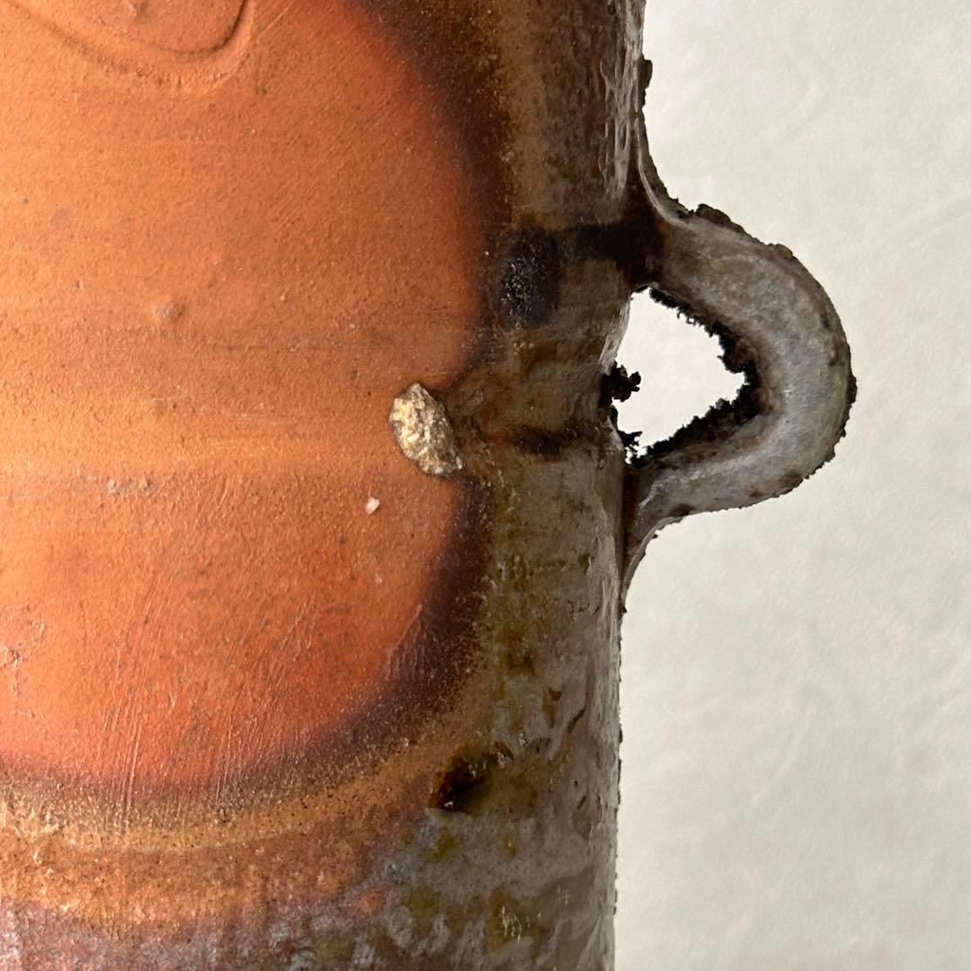 松井與之 備前 花器 二度焼き 花入 共箱