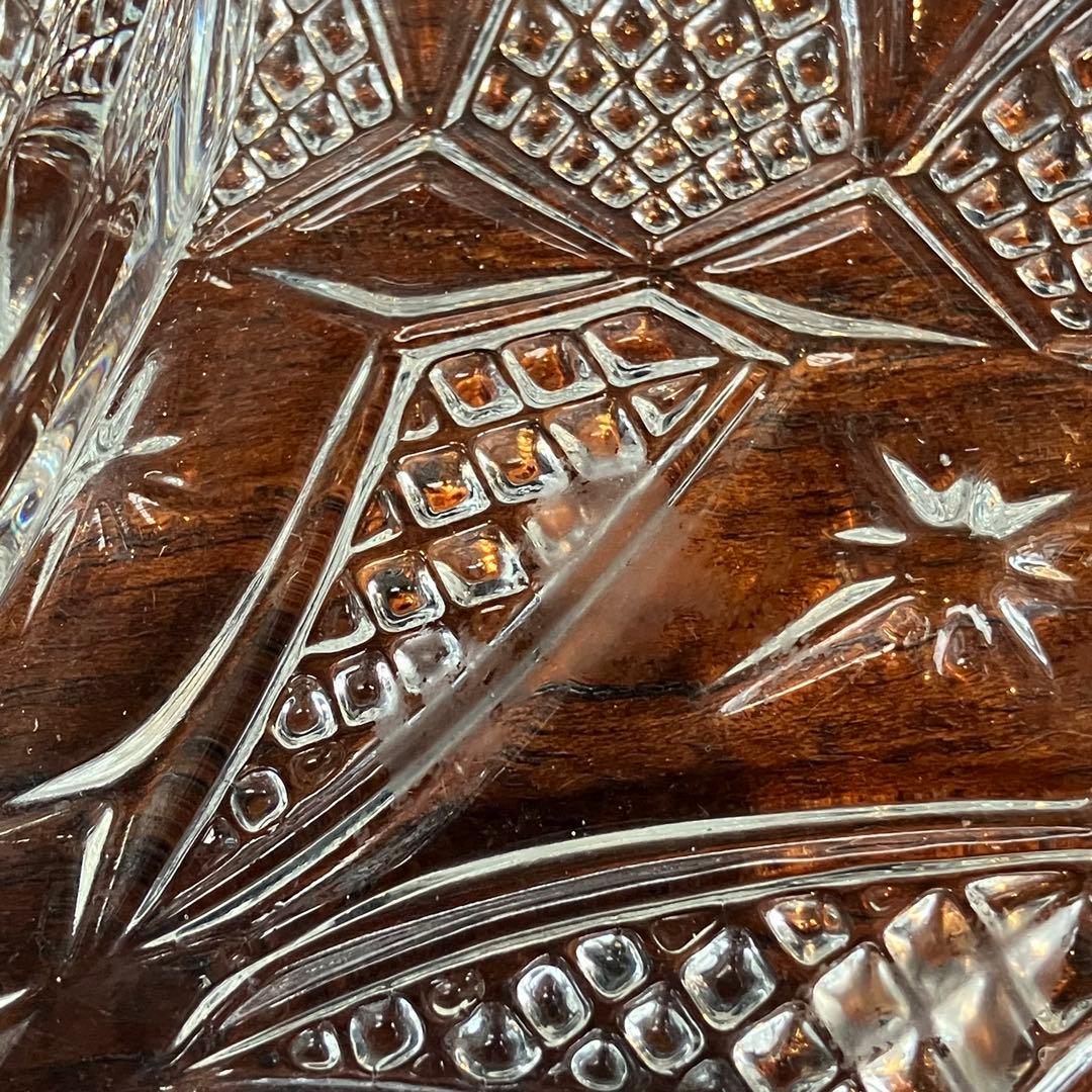 フランスアンティーク オードブルガラスプレート 4仕切 切子