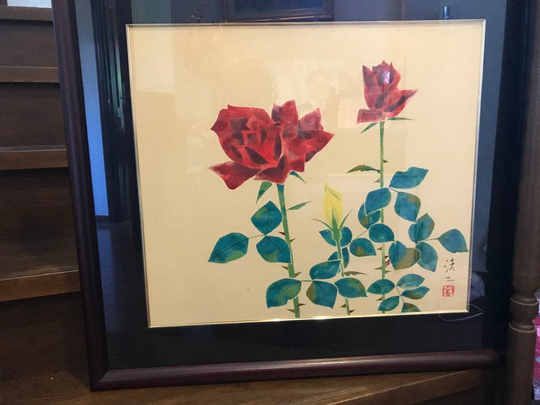 いいね！の方へ。緊急値下げします。 佐藤浩二画伯　日本画　薔薇