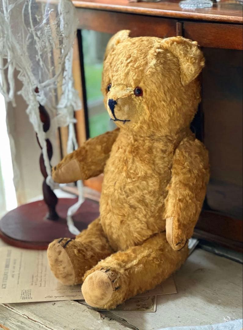 フランス アンティーク ゴージャスイエローベージュ ベア