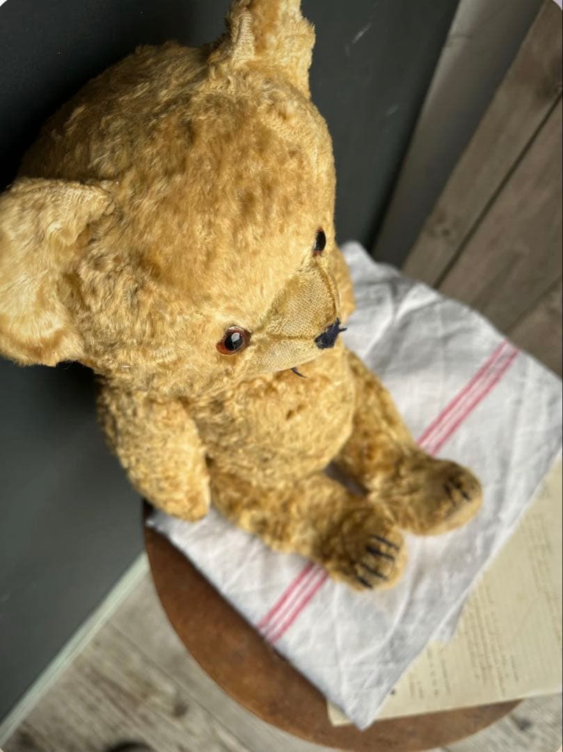 フランス アンティーク ゴージャスイエローベージュ ベア