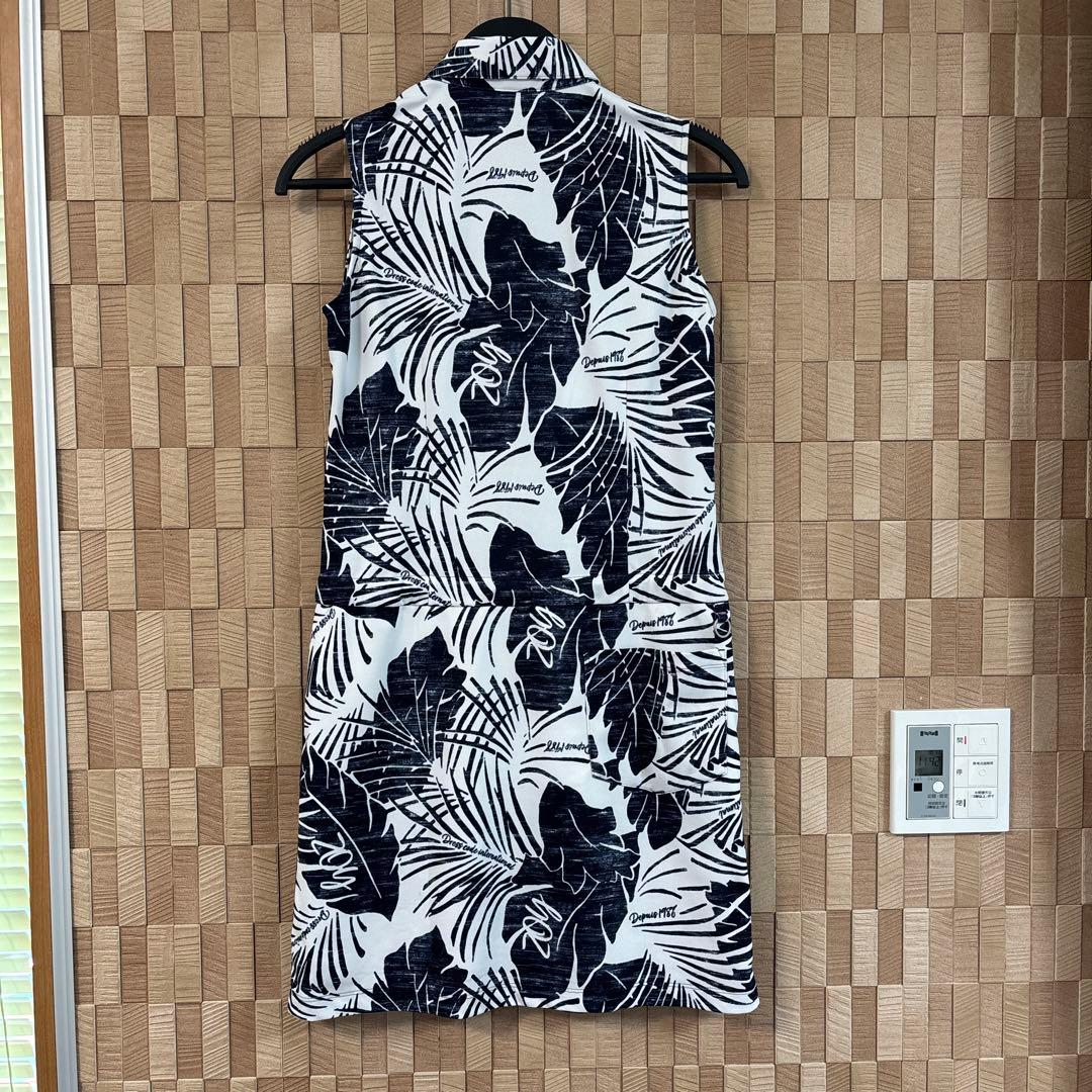 ZOYゾーイ ステンシル リーフプリントノースリーブワンピース