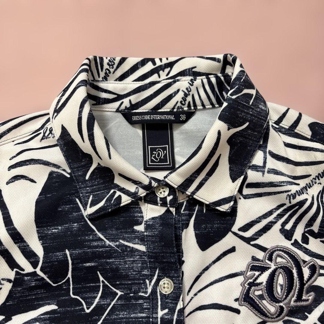 ZOYゾーイ ステンシル リーフプリントノースリーブワンピース