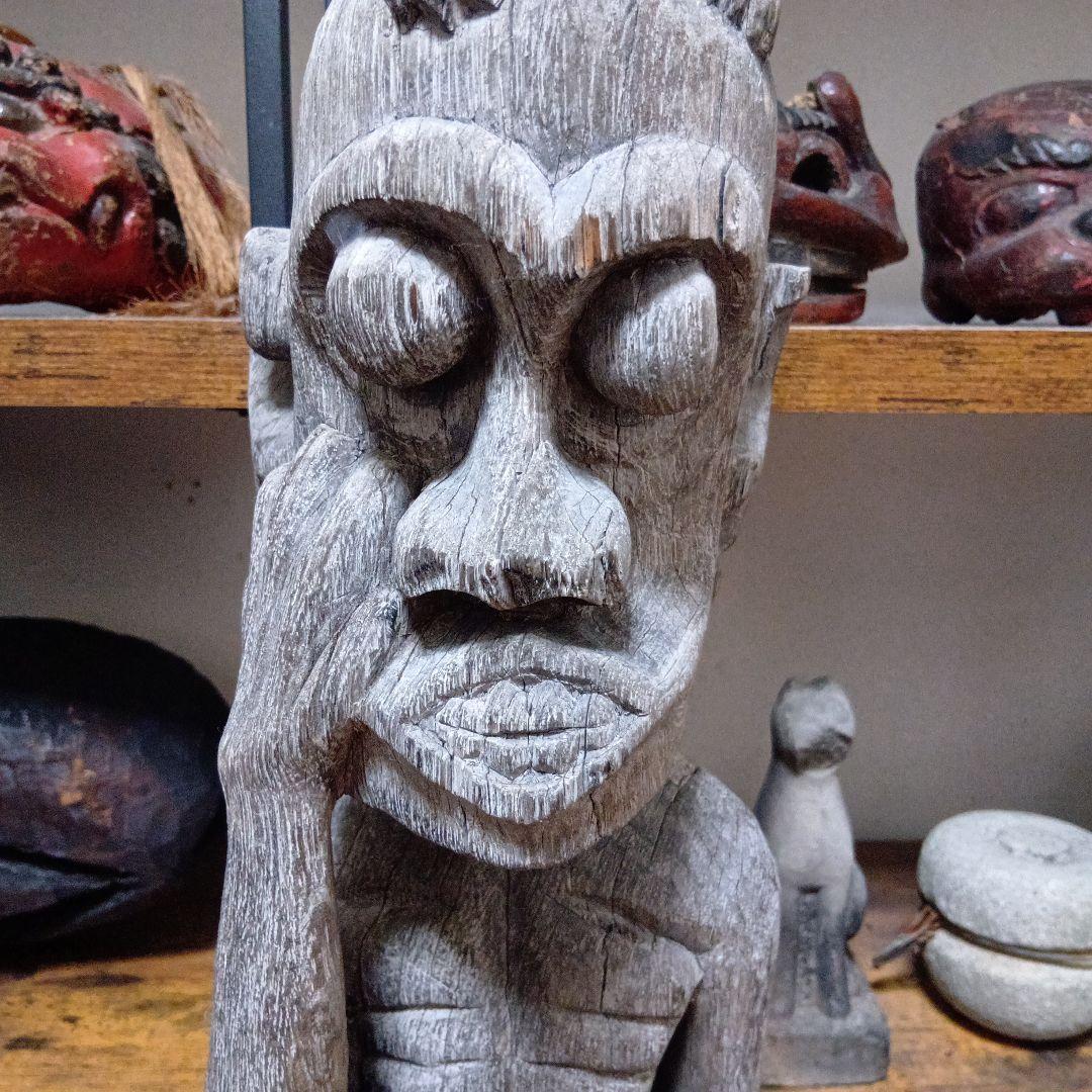 ダヤク族 ハンパトン 守神 神像 木彫 儀式 呪物 プリミティブアート 首狩族