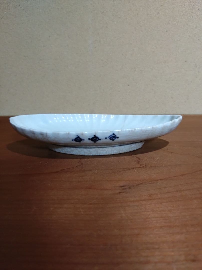 藍九谷 花紋 菊形長皿