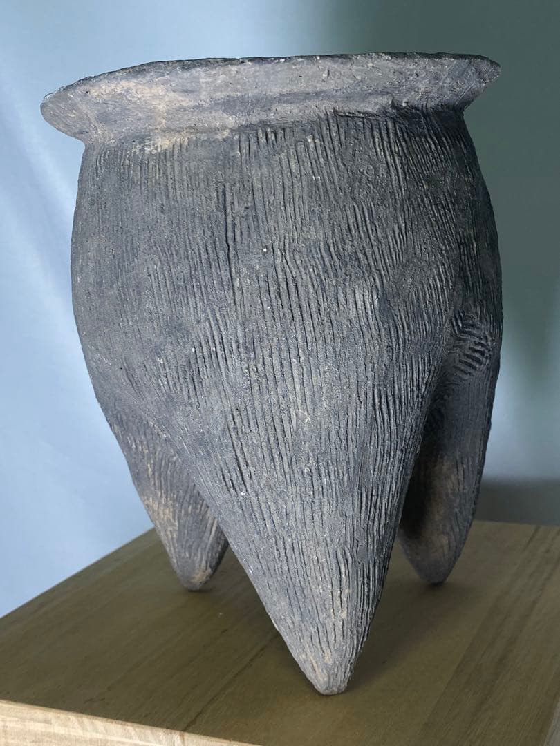1855❣️ 中国　灰色土器　灰陶鬲