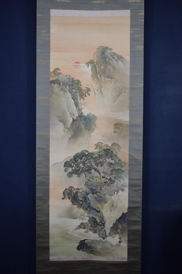 琴浦/蓬莱山図/祝事山水図/掛軸☆宝船☆Z-448