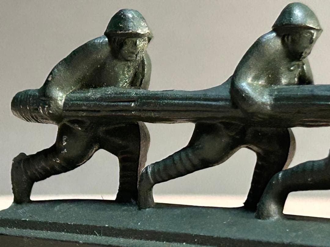 戦前　肉弾三勇士 兵士 置物 文鎮　グリコ　金属　オマケ　レア時代　日本軍　陸軍