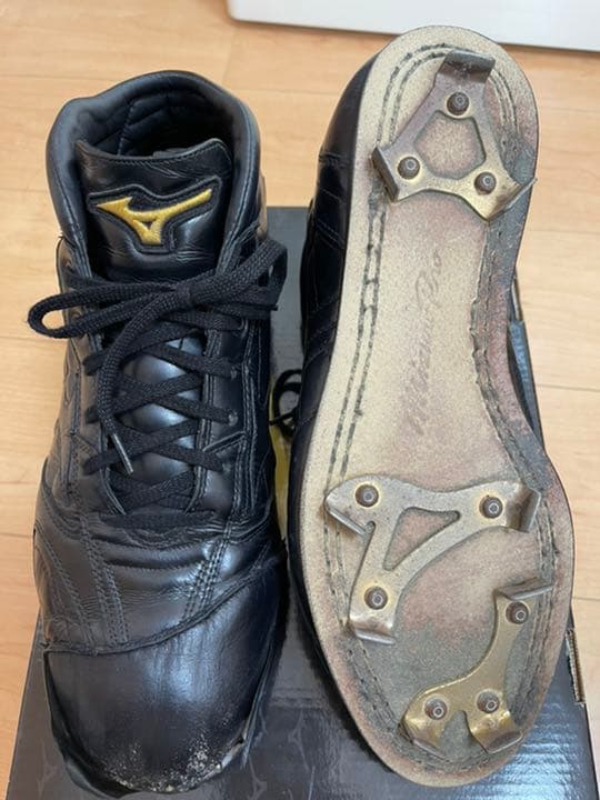 ミズノプロ スパイク 縫いP コバ金付 27.5cm 中古美品