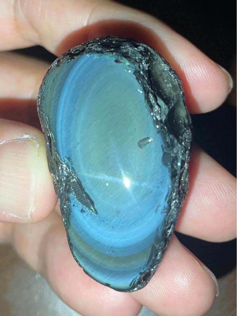 研磨品　十勝石玲瓏　水色、ブルー、イエロー　レインボーオブシディアン