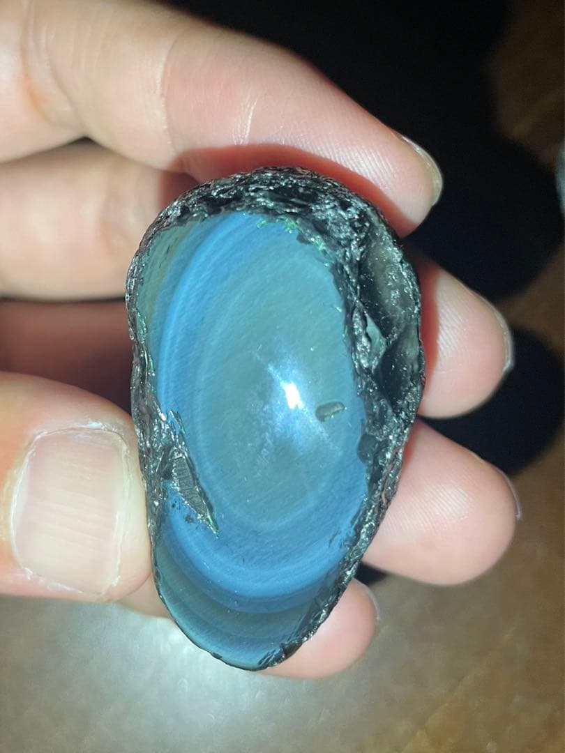 研磨品　十勝石玲瓏　水色、ブルー、イエロー　レインボーオブシディアン