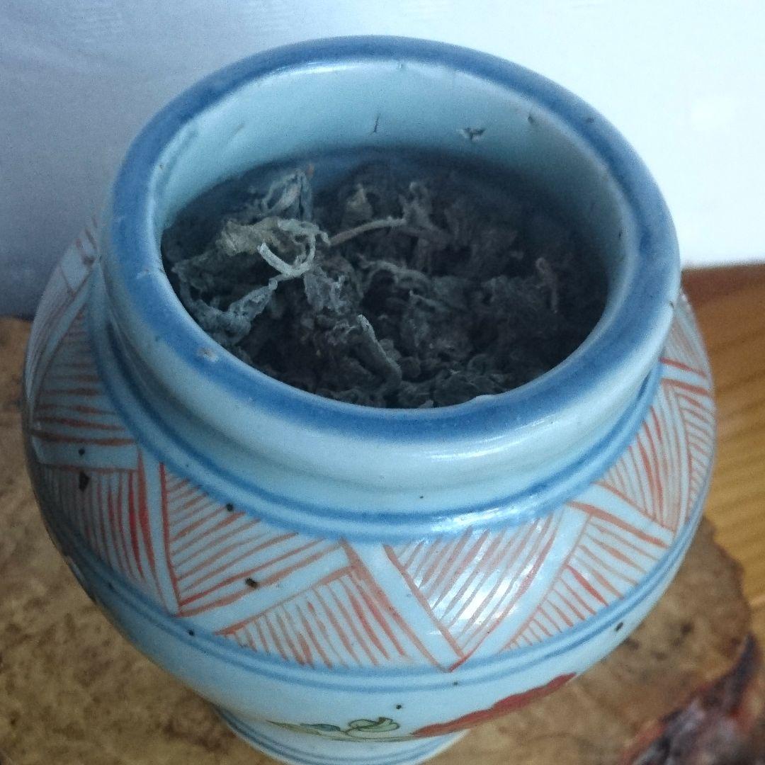 (明～清朝初期) 色絵小壺 純銀火舎