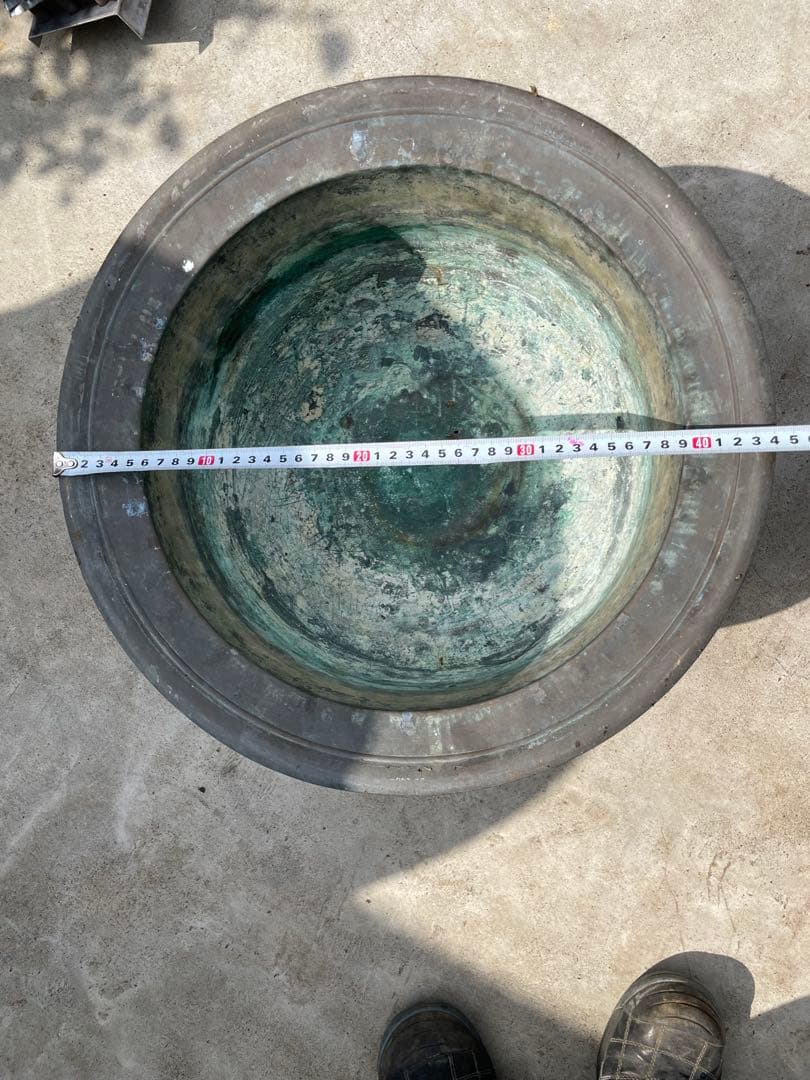 大正十一年青銅製 獅子足火鉢 木製台座付き